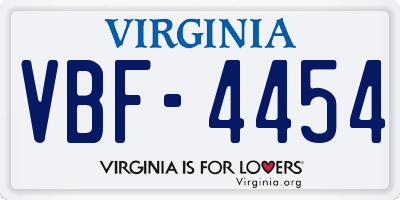 VA license plate VBF4454