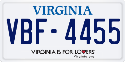VA license plate VBF4455
