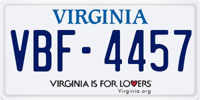 VA license plate VBF4457