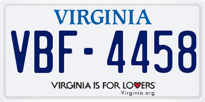 VA license plate VBF4458