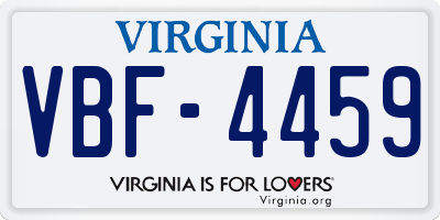 VA license plate VBF4459