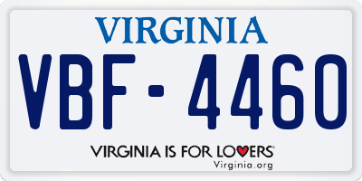 VA license plate VBF4460