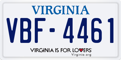 VA license plate VBF4461