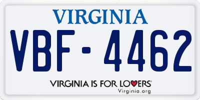 VA license plate VBF4462