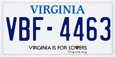 VA license plate VBF4463