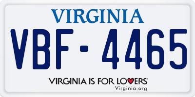 VA license plate VBF4465