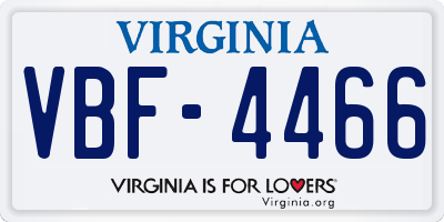 VA license plate VBF4466