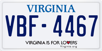 VA license plate VBF4467