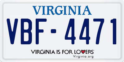 VA license plate VBF4471