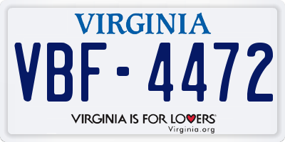 VA license plate VBF4472