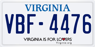 VA license plate VBF4476