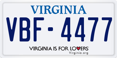 VA license plate VBF4477