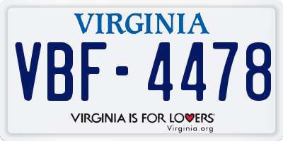 VA license plate VBF4478