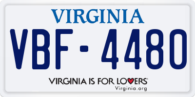VA license plate VBF4480