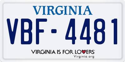 VA license plate VBF4481
