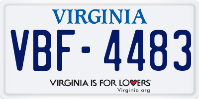 VA license plate VBF4483