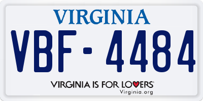 VA license plate VBF4484