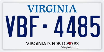 VA license plate VBF4485