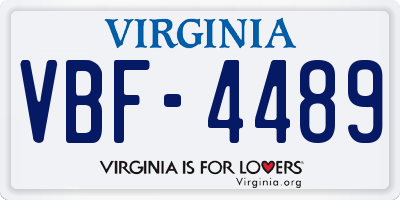 VA license plate VBF4489