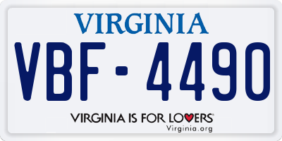 VA license plate VBF4490
