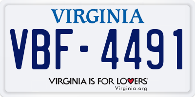 VA license plate VBF4491