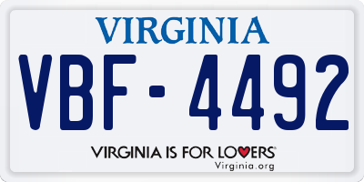 VA license plate VBF4492