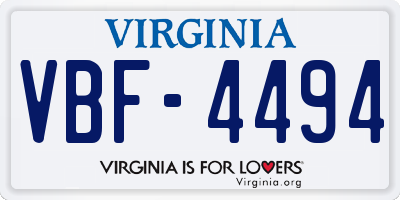 VA license plate VBF4494