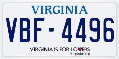 VA license plate VBF4496