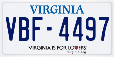 VA license plate VBF4497