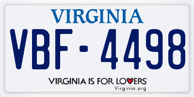 VA license plate VBF4498
