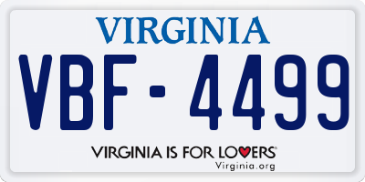 VA license plate VBF4499