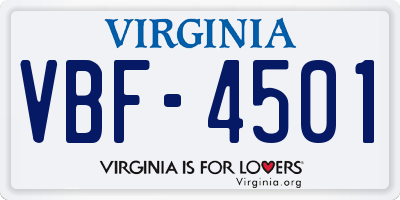 VA license plate VBF4501