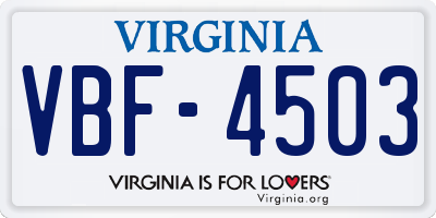VA license plate VBF4503