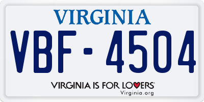 VA license plate VBF4504