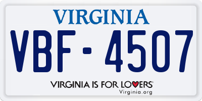 VA license plate VBF4507