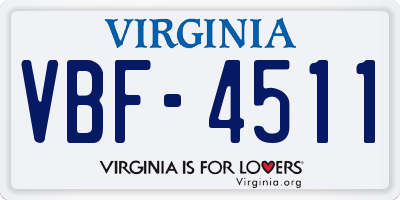 VA license plate VBF4511