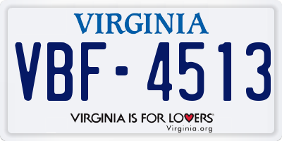 VA license plate VBF4513