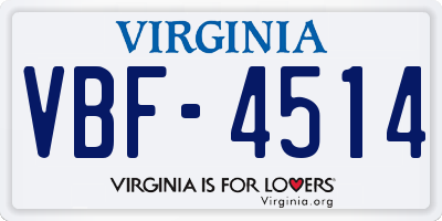 VA license plate VBF4514