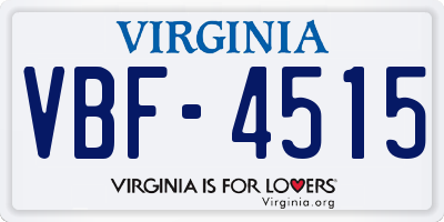 VA license plate VBF4515