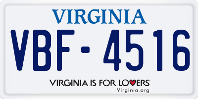 VA license plate VBF4516