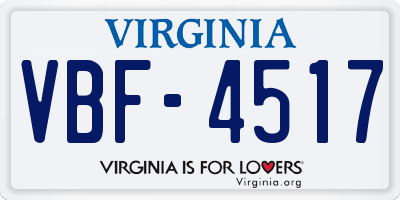 VA license plate VBF4517