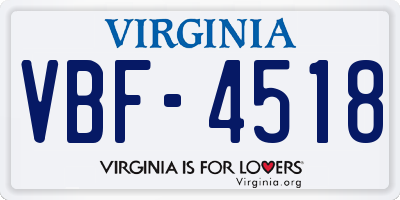VA license plate VBF4518