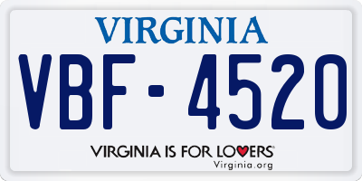 VA license plate VBF4520