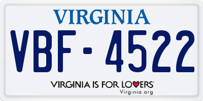 VA license plate VBF4522