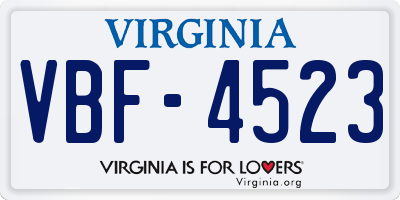 VA license plate VBF4523