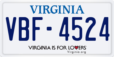 VA license plate VBF4524