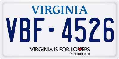 VA license plate VBF4526