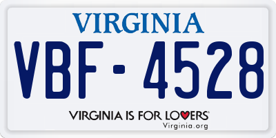 VA license plate VBF4528
