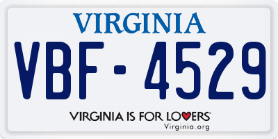 VA license plate VBF4529