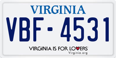 VA license plate VBF4531